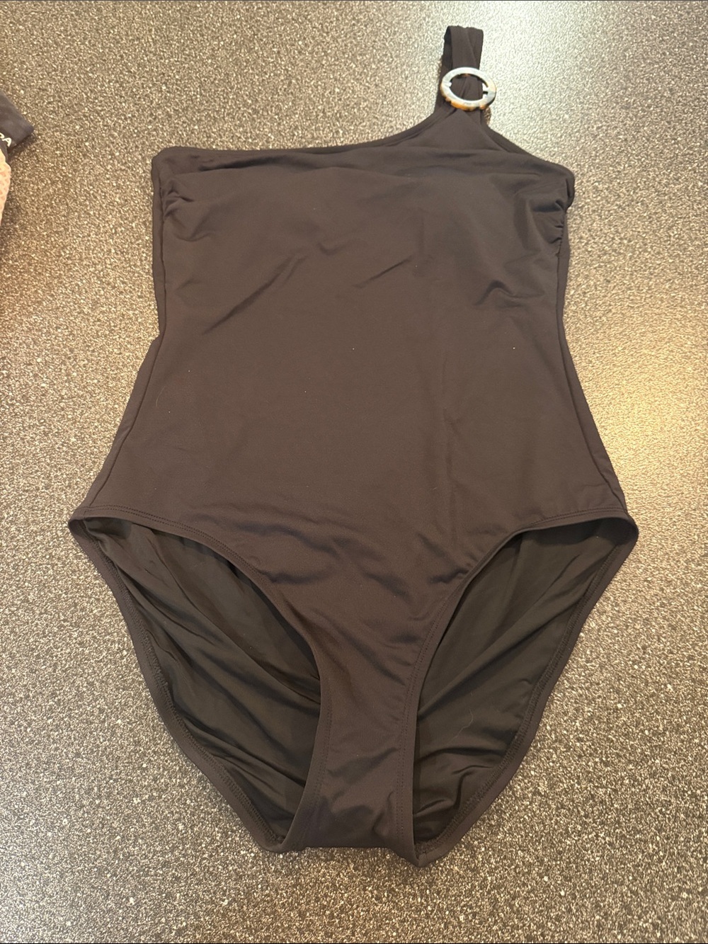 Tommy Bahama Black One-Shoulder One-Piece Swimsuit with Ring Detail - size 14